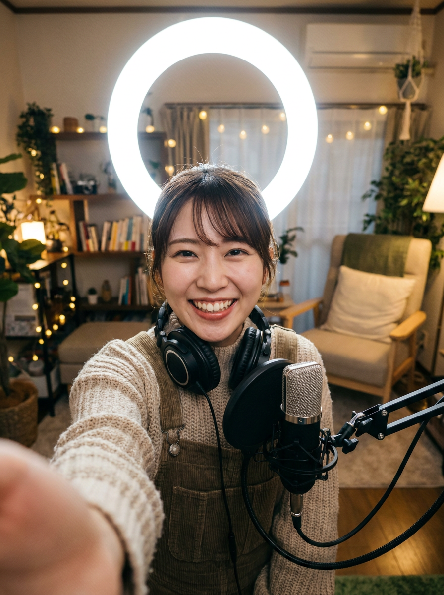女性配信者ライブ配信中